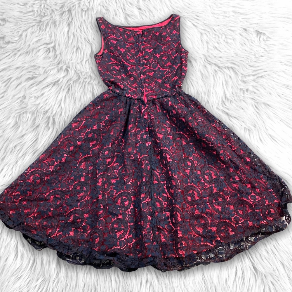 Vintage 50’s 60’s Lace Taffeta Fit Flare Dress - Picture 2 of 6